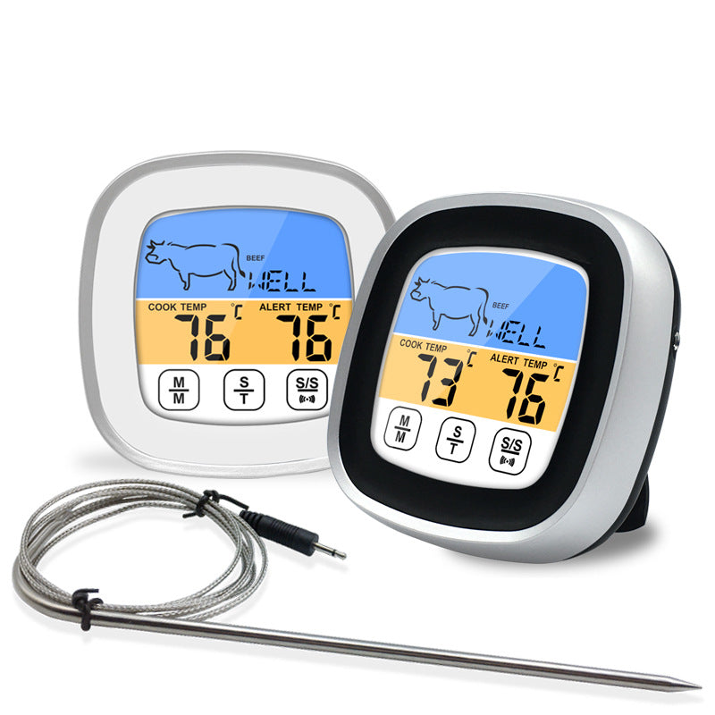 Termómetro Táctil Maestro Grill para Horno, pantalla digital y sonda de acero inoxidable para controlar temperaturas.